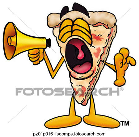 450x444 Clip Art Of Pizza With Megaphone Pz01p016