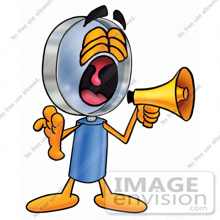 450x450 Clip Art Graphic Of A Blue Handled Magnifying Glass Cartoon