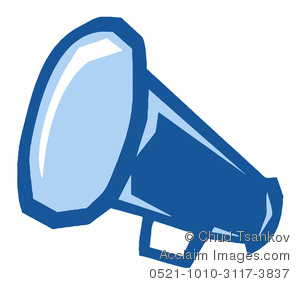 300x284 Blue Cartoon Megaphone Clipart Image