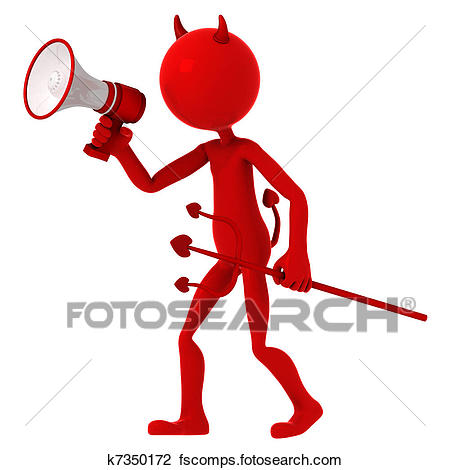 450x470 Clip Art Of Devil Agitate Through Megaphone K7350172