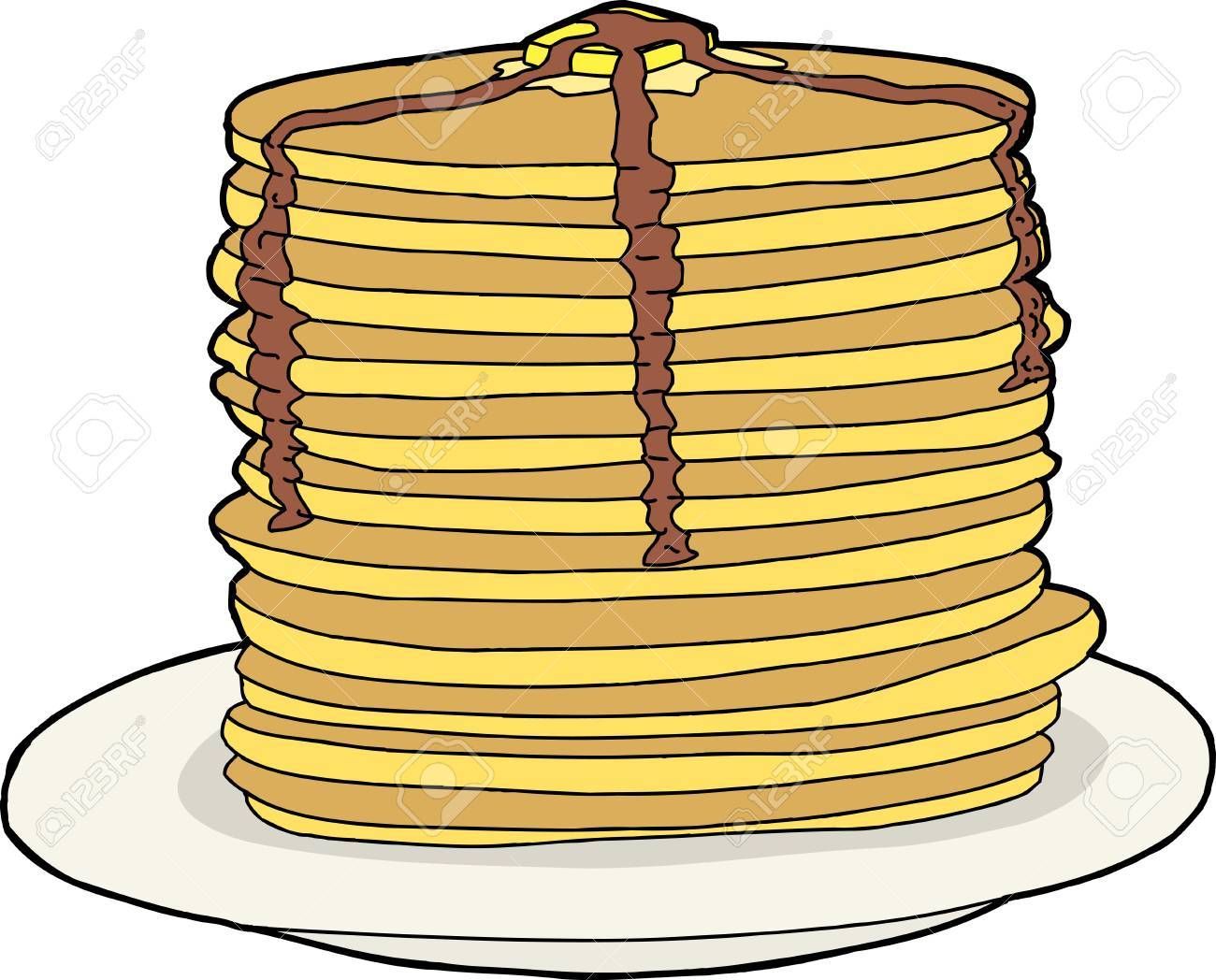 1300x1048 Tall Stack Of Flapjacks With Melted Butter And Syrup Royalty Free