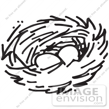 450x450 Clipart Of A Nest With Two Eggs In Black And White