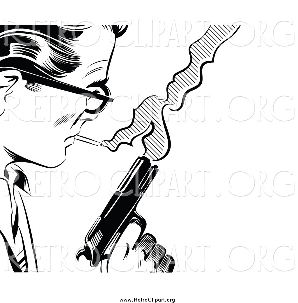 1024x1044 Clipart Of A Black And White Retro Pop Art Man With A Cigarette