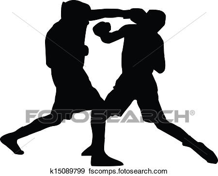 450x363 Clip Art Of Men Boxing Silhouette K15089799