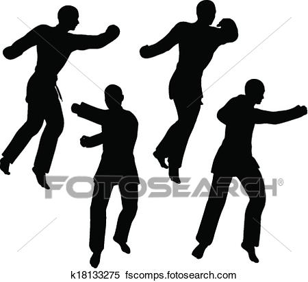 450x411 Clipart Of Karate Martial Art Silhouettes Of Men And Women In Fist