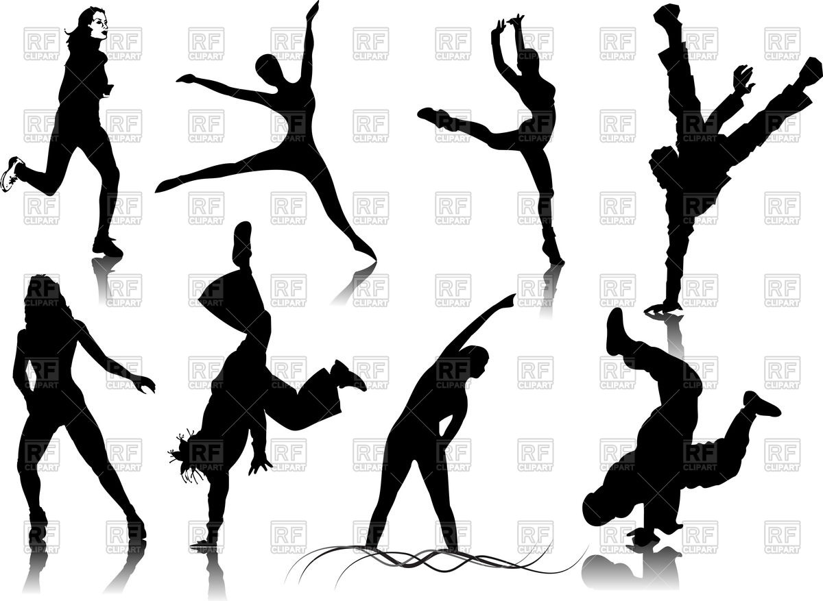 1200x877 Silhouettes Of Sport Or Dancing Women And Men Royalty Free Vector