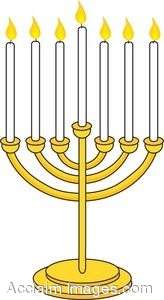 164x300 Brass Menorah With Lit Candles