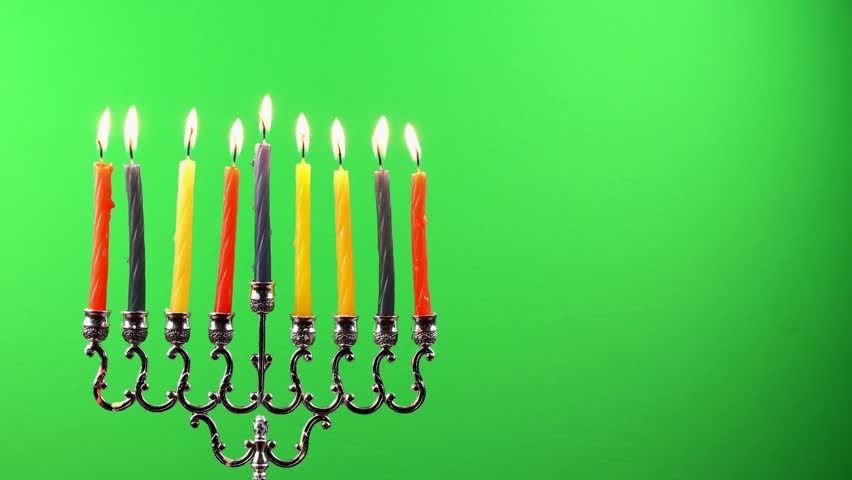 852x480 Menora Of Hanukkah Green Screen Stock Footage Video 4733777
