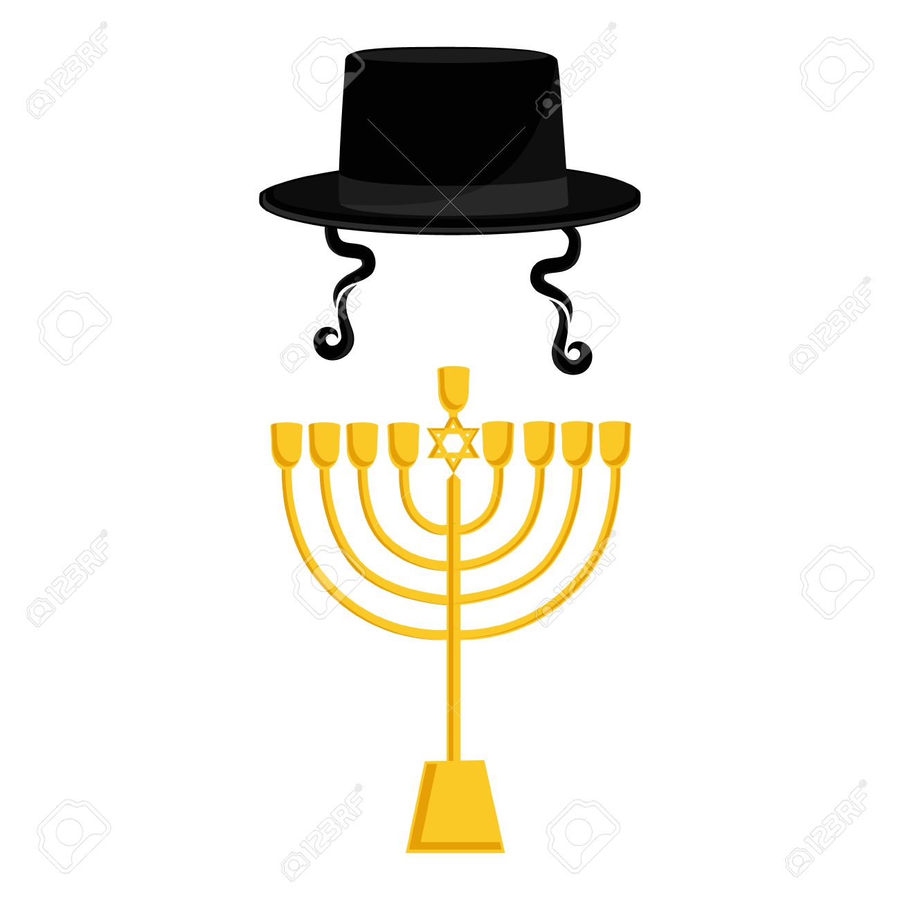 1300x1300 Vector Illustration Golden Menora Or Menorah Usually Used