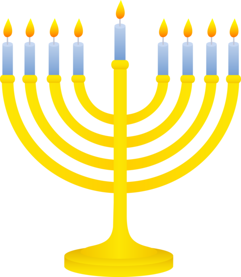 478x550 Golden Menorah With Lit Candles