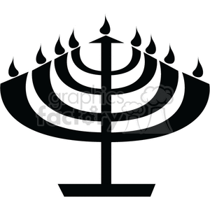 300x300 Royalty Free Black And White Menorah 375302 Vector Clip Art Image