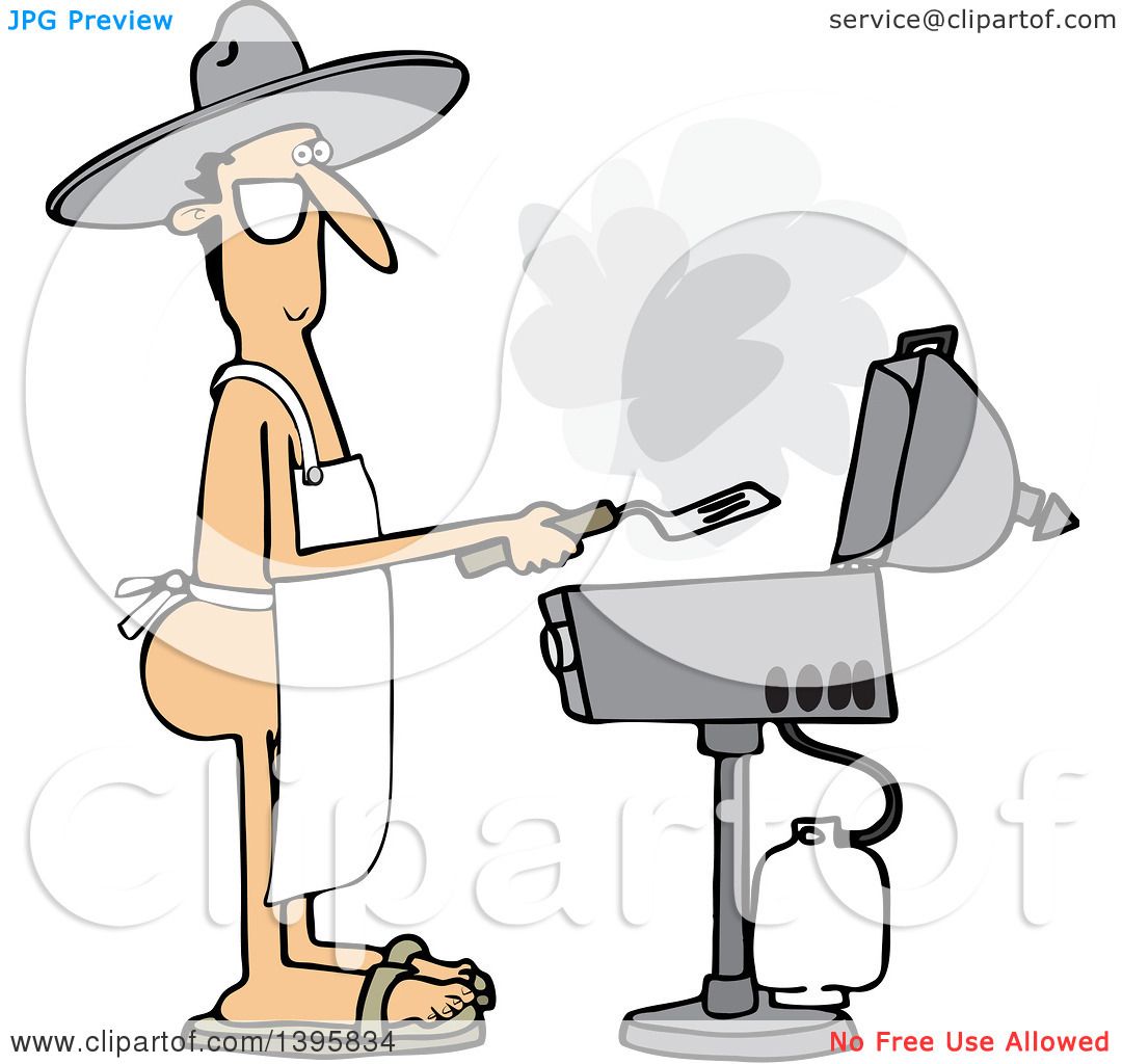 1080x1024 Clipart Of A Cartoon Nude White Man Wearing An Apron And Cooking