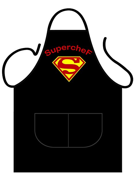 465x664 Iconic Aprons Mens Novelty Apron,black,super Chef Front Print
