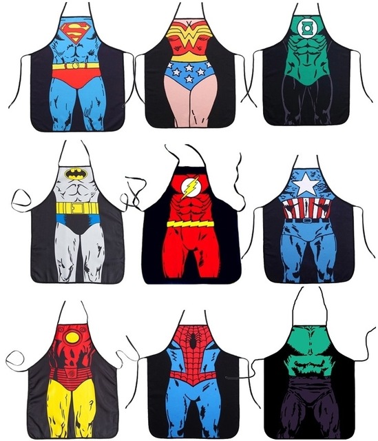 549x640 1pcs Super Hero Funny Novelty Sexy Lace Bbq Party Apron Cooking