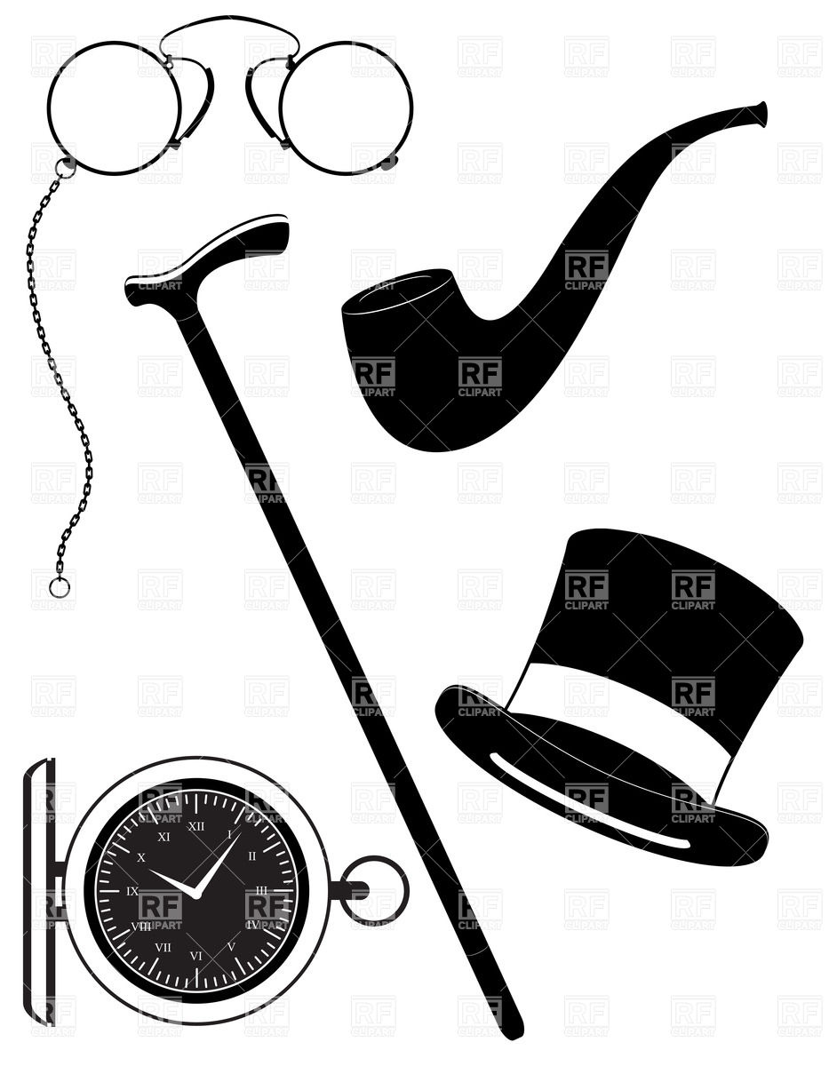 933x1200 Men's Accessories Of 19th Century Royalty Free Vector Clip Art