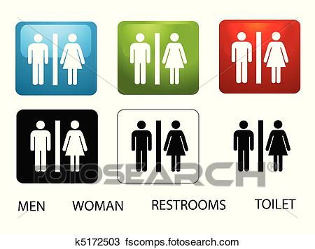450x357 Clipart Of Women's And Men's Toilets K5172503
