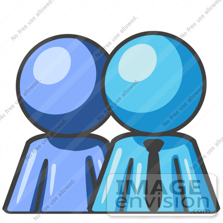450x450 Clip Art Graphic Of A Sky Blue Guy Character Boss With Employee