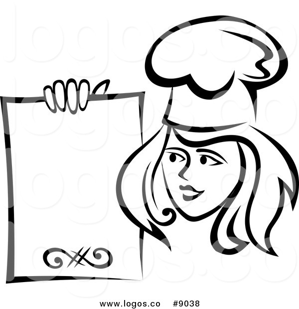 600x620 Royalty Free Clip Art Vector Logo Of A Black And White Female Chef