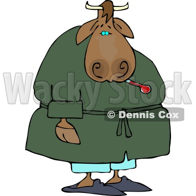 400x400 Male Cow Using A Common Mercury Thermometer Clipart Djart
