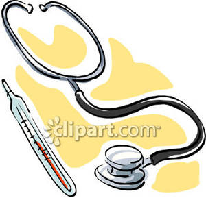300x289 Glass Mercury Thermometer And A Stethoscope