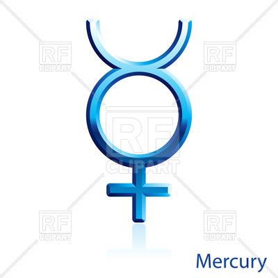 400x400 Shiny Blue Mercury Sign On White Background Royalty Free Vector