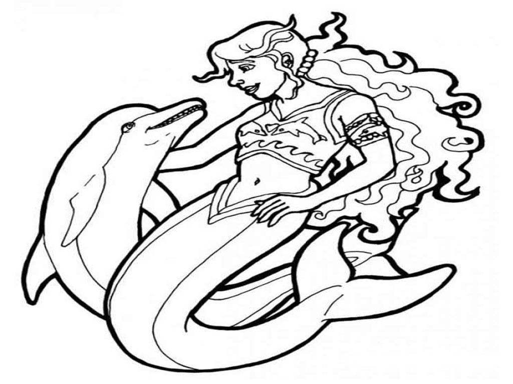 1024x768 Dolphin And Mermaid Coloring Pages Printable Bebo Pandco