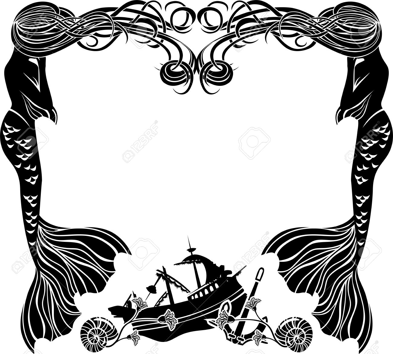 1300x1171 Mermaid Clipart Art Nouveau