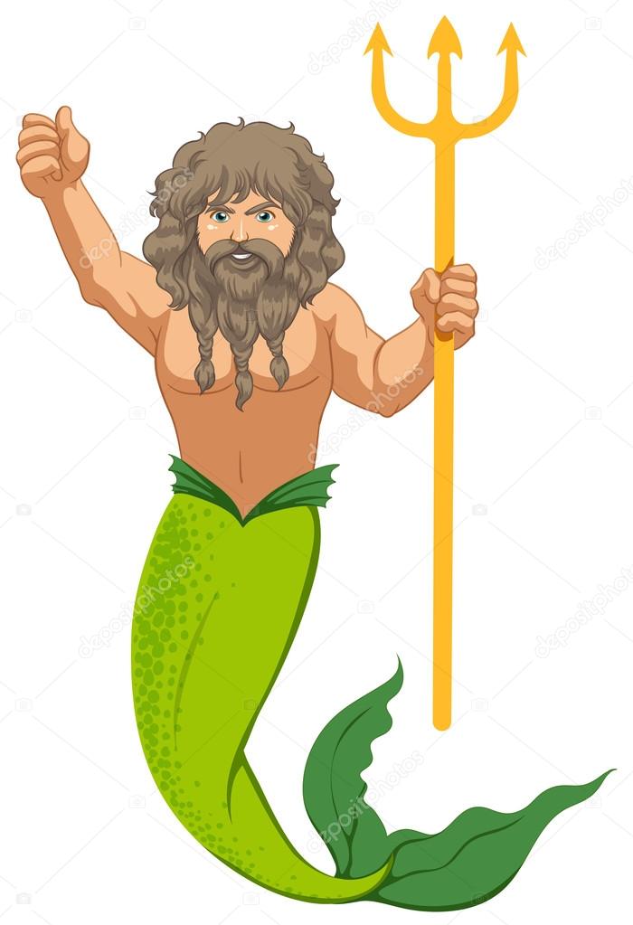 700x1023 Male Mermaid With The Trident Stock Vector Interactimages