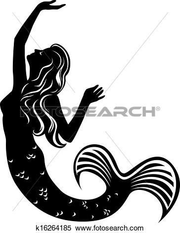 364x470 Mermaid Black Stencil View Large Clip Art Graphic Cricut