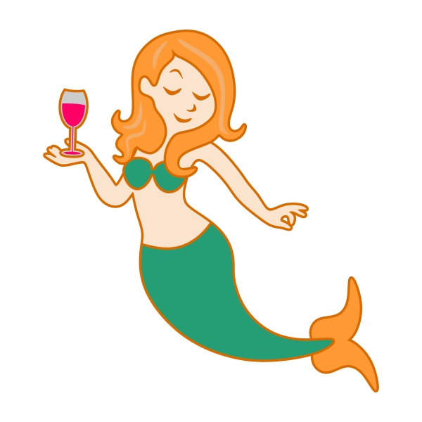 600x600 Mermaid With Wine Cuttable Design