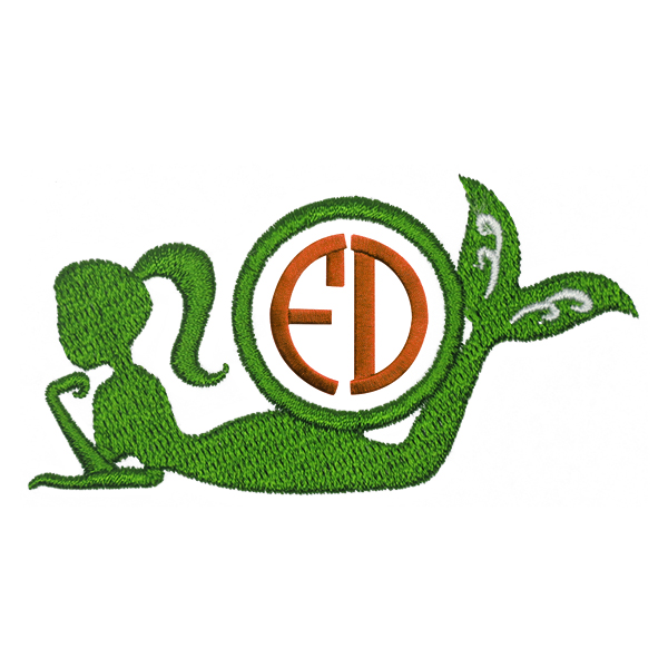 600x600 Mermaid Tail Monogram Embroidery Frame