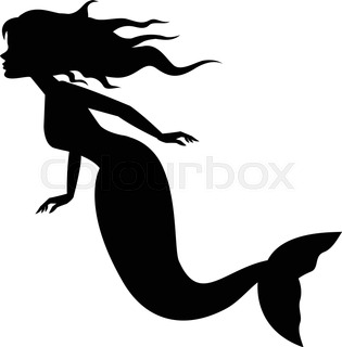 315x320 A Mermaid Silhouette With A Mirror.illusration Stock Vector