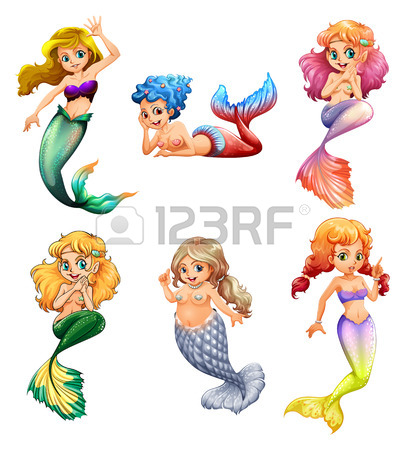 405x450 Illustration Of The Beautiful Mermaids On A White Background
