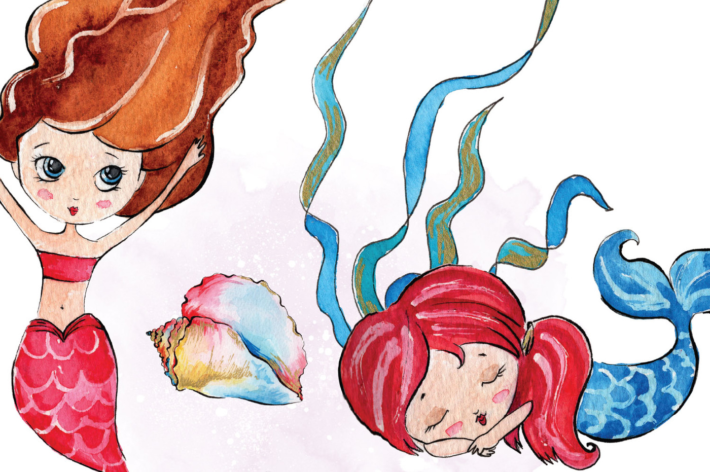 1400x931 Watercolor Mermaids Clip Art By Crave Designs