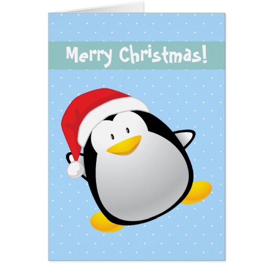 540x540 Cute Merry Christmas Cartoon Santa Penguin Card