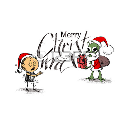 450x397 Merry Christmas! Cartoon Style Hand Sketchy Drawing Of A Funny