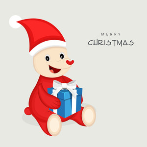 300x300 Merry Christmas Celebration Concept. Cute Cartoon Of A Elephant
