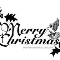 200x200 Merry Christmas Black White Clipart. Christmas Ornament Clip Art