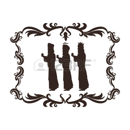 450x450 Wise Man Camel Holy Family Merry Christmas Frame Icon. Black