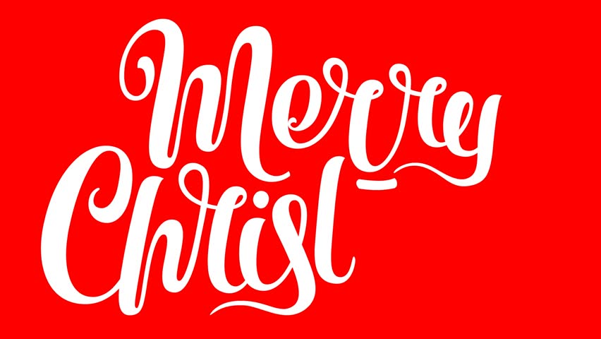 852x480 Merry Christmas In Ice Word Art Animated On Red Background