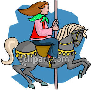 300x296 Girl Riding A Merry Go Round Horse