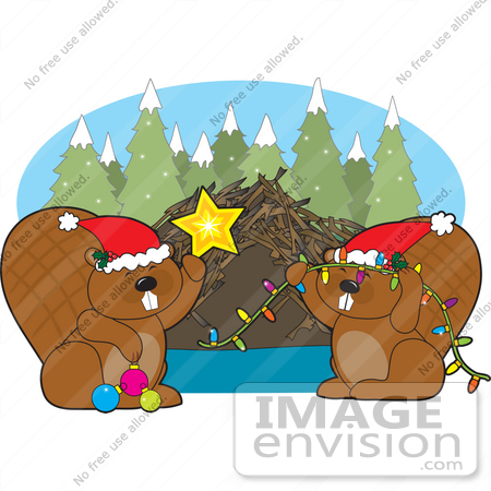 450x450 Christmas Clipart Of A Beaver Family Wearing Santa Hats