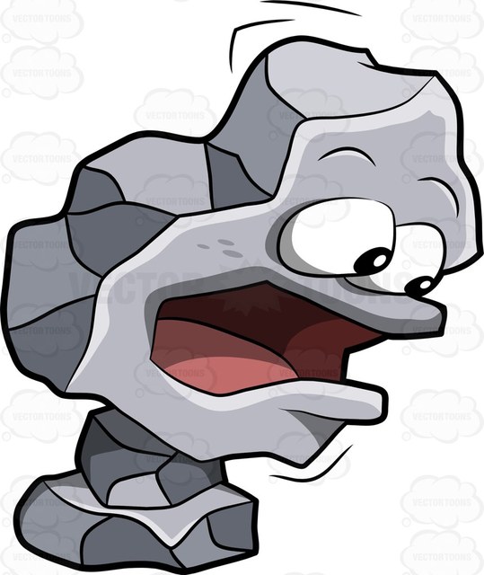 539x640 A Rock Boulder Screams As It Loses Balance Cartoon Clipart