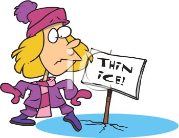 350x270 Royalty Free Clip Art Image Cartoon Of A Woman Stepping Onto Thin