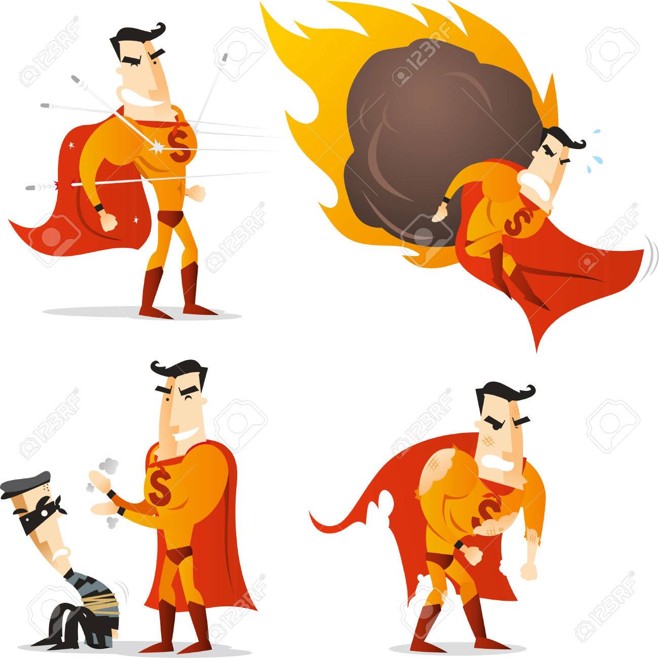 1300x1298 Superhero In Four Different Poses And Situations, Hero Stopping
