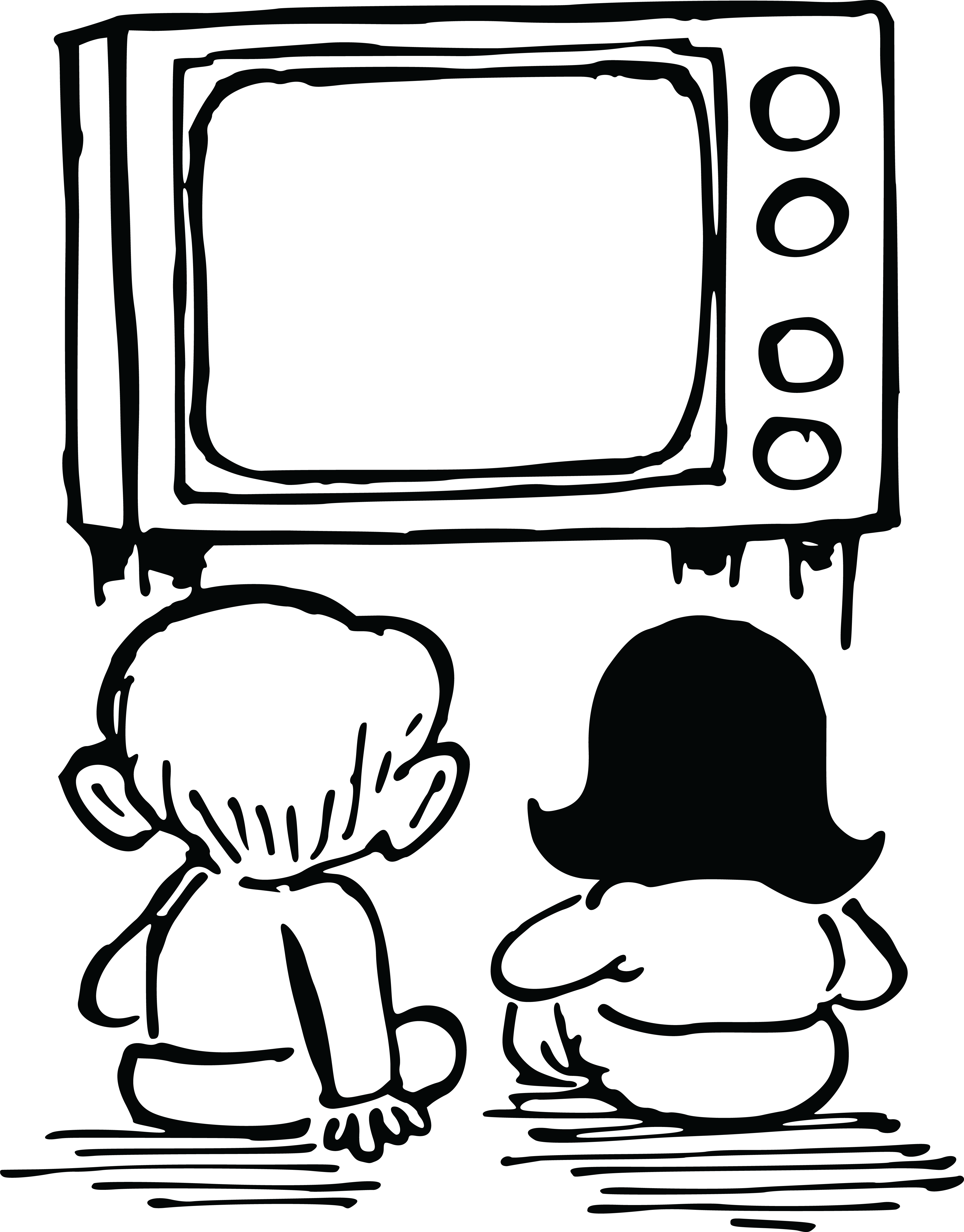 4000x5114 Free Clipart Of Kids Watching Tv