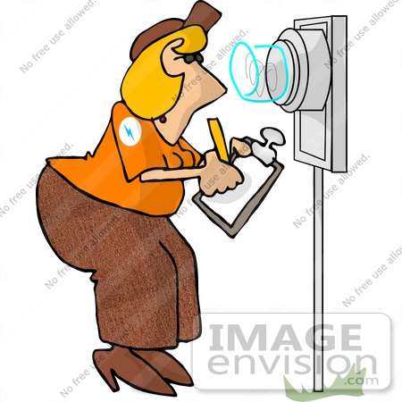 450x450 Woman Worker Checking An Electric Meter Reading Clipart
