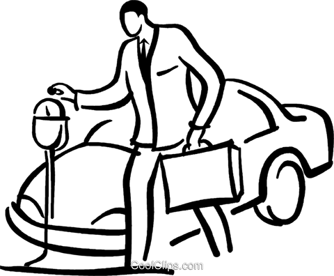 480x396 Man Putting Money Into A Parking Meter Royalty Free Vector Clip