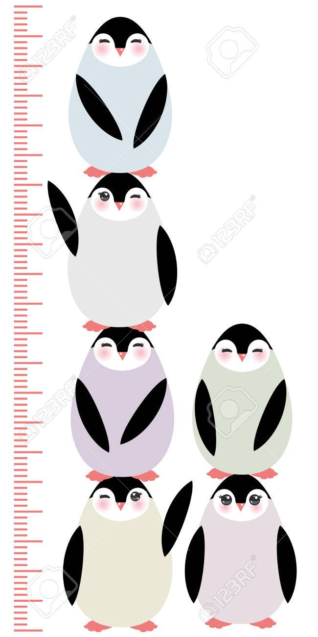 650x1300 Penguins On White Background Children Height Meter Wall Sticker
