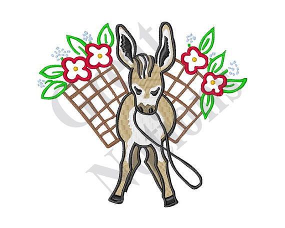 570x456 Mexican Burro Machine Embroidery Design
